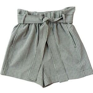 Aritzia Wilfred Paperbag Shorts Green Plaid‎ Tartan Size 8
